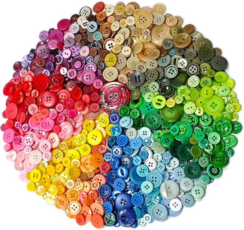 KOVOLALA 500-700 PCS Multicolor Resin Buttons, Assorted Sizes and Shapes for Kids Sewing, DIY Crafts, Hand-Painted Buttons for Art and Craft Decorations - Image 4